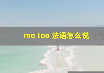 me too 法语怎么说